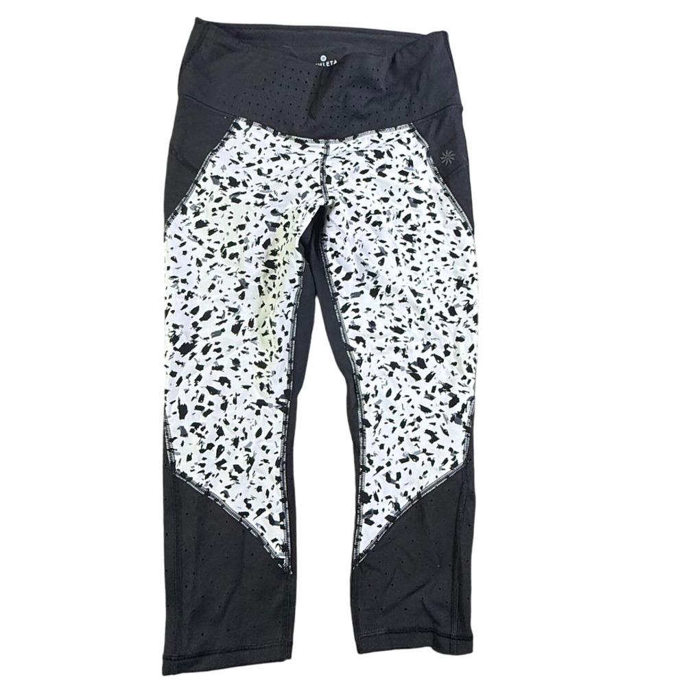 Athleta Printed Crop Leggings SP Small Black White Athletic Activewear